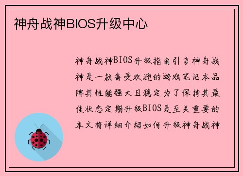 神舟战神BIOS升级中心